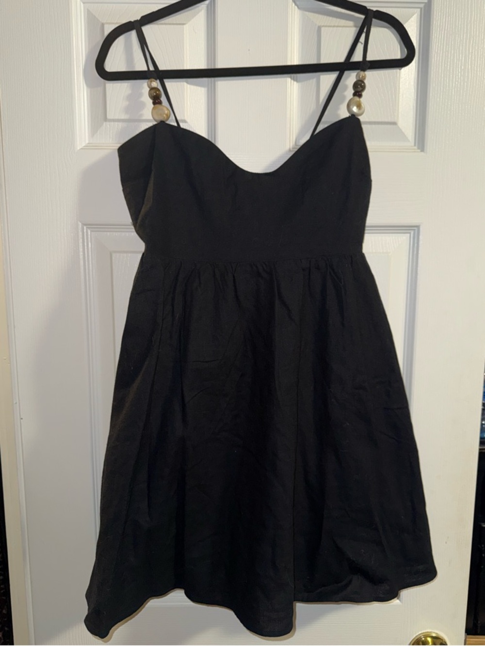 Abercrombie & Fitch Black Spaghetti Strap Mini Dress with Beaded Straps